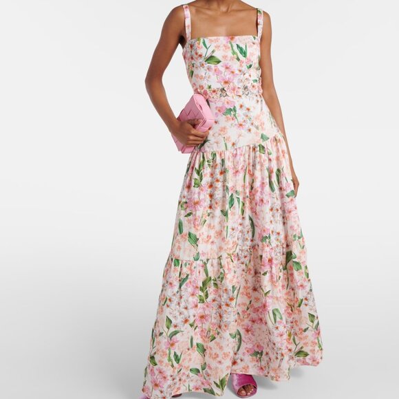 AGUA BY AGUA BENDITA Lima Floral Linen Maxi Dress - Picture 1 of 13